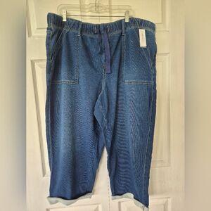 Lane Bryant Blue Denim Cropped Boyfriend Stretch Pull On Jeans Sz 22 NWT